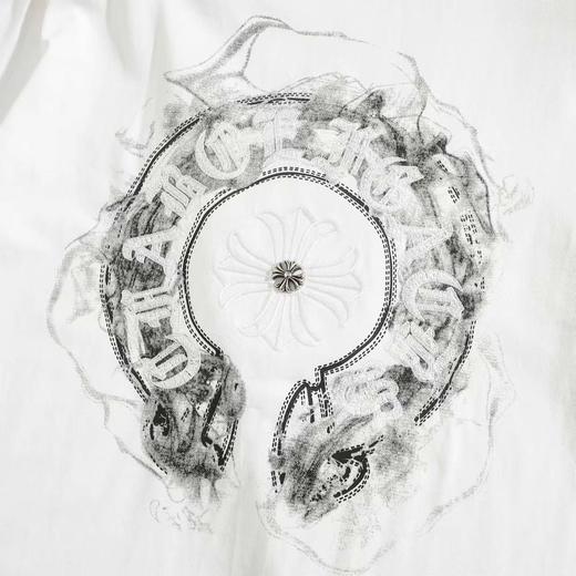 F032539重工梵文泼墨刺绣立体LOGO休闲圆领短袖T恤 商品图9