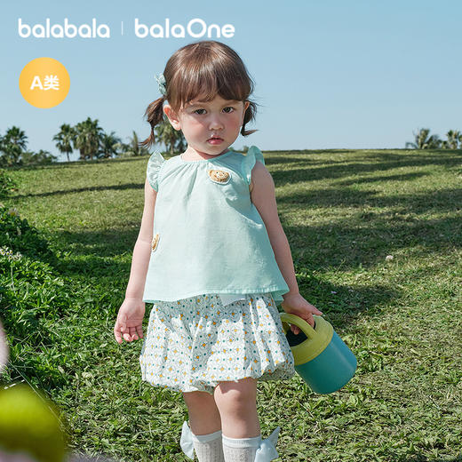 【balaOne】巴拉巴拉宝宝裙子短袖套装女童两件套2026新款甜美萌 商品图2