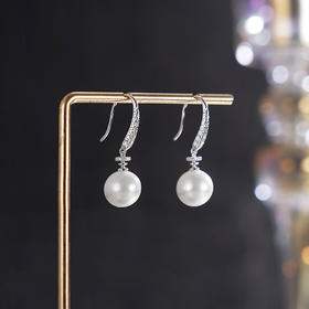 子佩集【月华轨迹】银S925珍珠惜王妃耳环【E4378】10mm珠双色单珠蛇纹2601