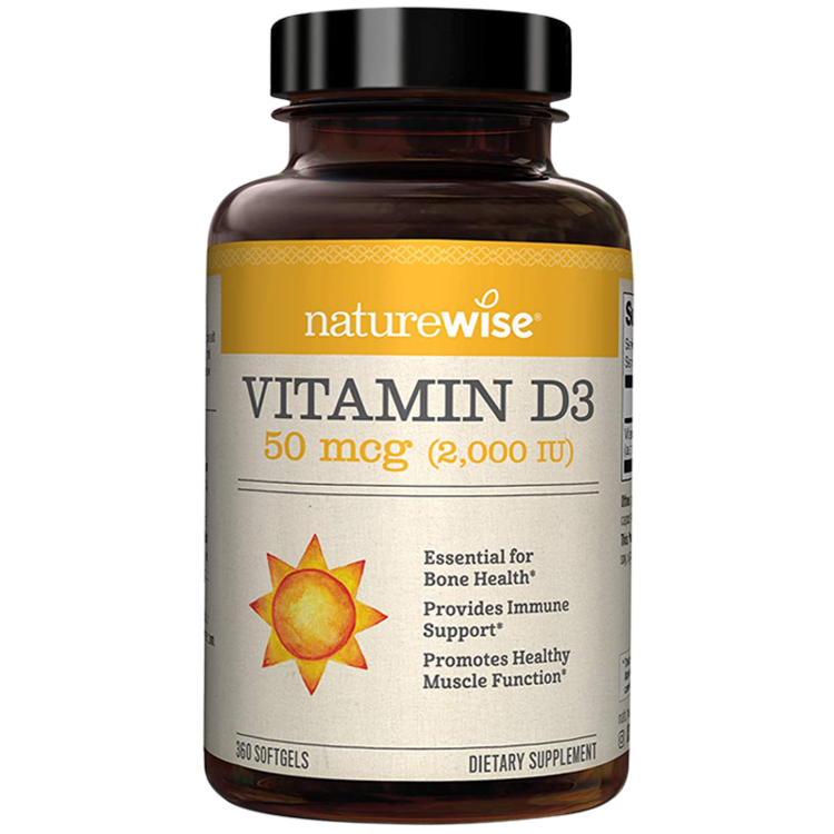 🌞阳光瓶活性维生素D3💊360粒/瓶【Naturewise牌维他命D3 2000IU软胶囊】均由天然羊毛脂提取，无污染、无麸质无添加～