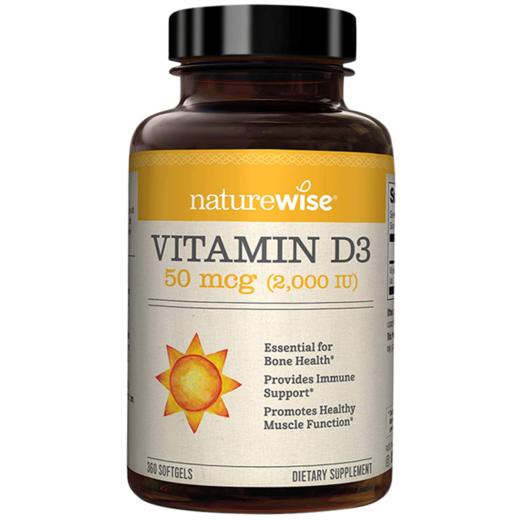 🌞阳光瓶活性维生素D3💊360粒/瓶【Naturewise牌维他命D3 2000IU软胶囊】均由天然羊毛脂提取，无污染、无麸质无添加～ 商品图0