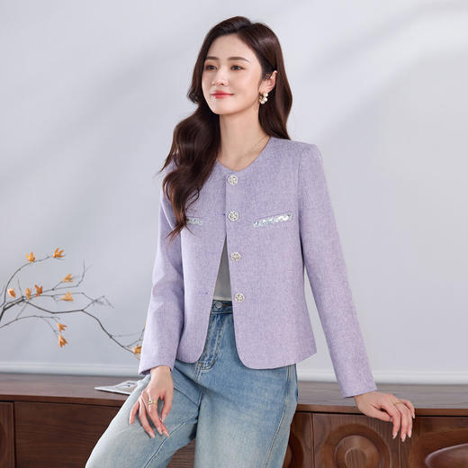 「自」全新升级【铂金会员183/天猫239/差价56】(15203)洛诗琳气质小香风外套女2026春季新款时尚显瘦洋气短款外套 商品图0