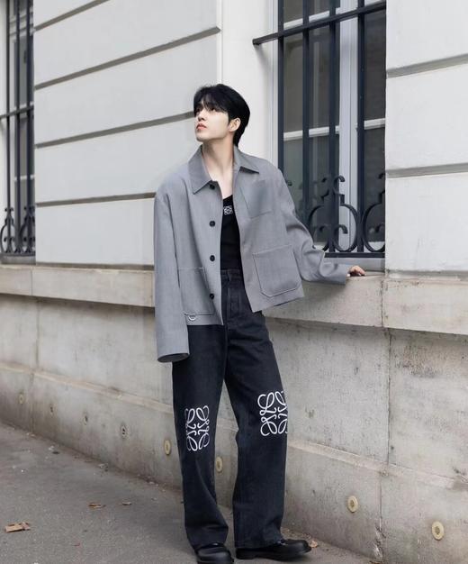 F032503刺绣logo情侣中筒中腰直筒九分设计中腰牛仔裤 商品图14