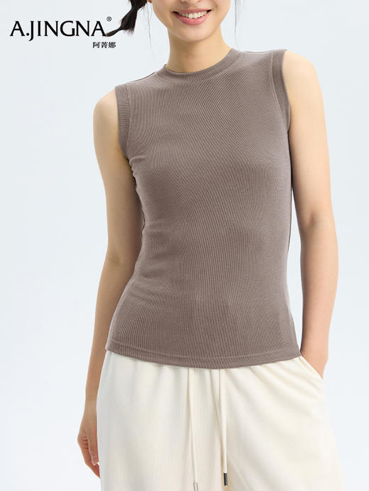 【无袖背心】阿菁娜春夏季新款松弛感无袖背心软糯蓬松毫无束缚圆领无袖清爽利落F31C301020 商品图5