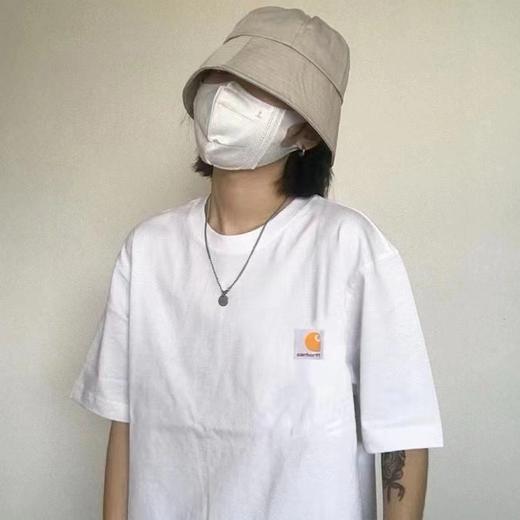 F032564纯色款美式工装简约螺纹领口亲肤刺绣短袖T恤 商品图7