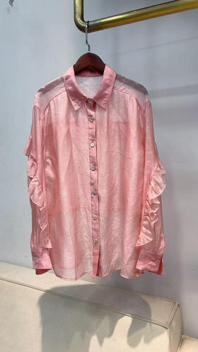 原单轻薄木耳边曲丝上衣