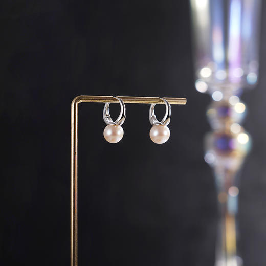 子佩集【时光简梦】银S925珍珠惜王妃耳环【E4357】8.8mm珠双色圆圈扣环2601 商品图2
