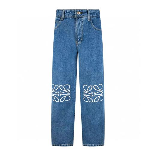 F032503刺绣logo情侣中筒中腰直筒九分设计中腰牛仔裤 商品图2