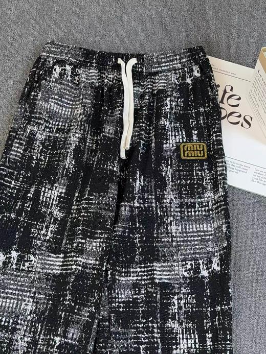 F032546宽松直筒剪裁绳松紧腰设计男女同款美式扎染休闲裤 商品图6