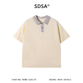 SDSA男装2026新款高贵轻奢老钱风拼接简约polo领短袖T恤百搭宽松