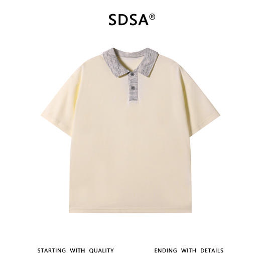 SDSA男装2026新款高贵轻奢老钱风拼接简约polo领短袖T恤百搭宽松 商品图0