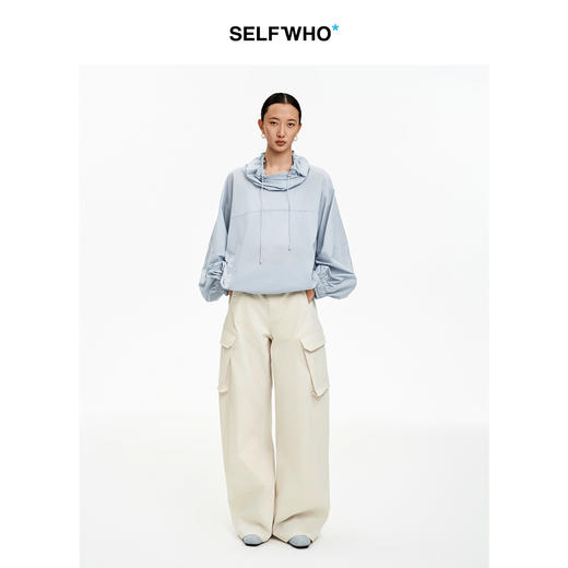 SELFWHO醋酸混纺户外高立领卫衣女2026春季新款套头休闲抽绳外套 商品图2