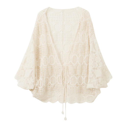 三彩2026新款波西米亚风钩花披肩手工感遮阳松弛度假氛围通勤约会 商品图4