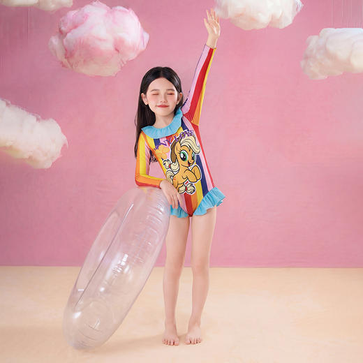 小马宝莉联名童装小马宝莉条纹泳衣女童夏季新款卡通防晒泳装夏款 商品图2