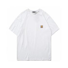 F032564纯色款美式工装简约螺纹领口亲肤刺绣短袖T恤