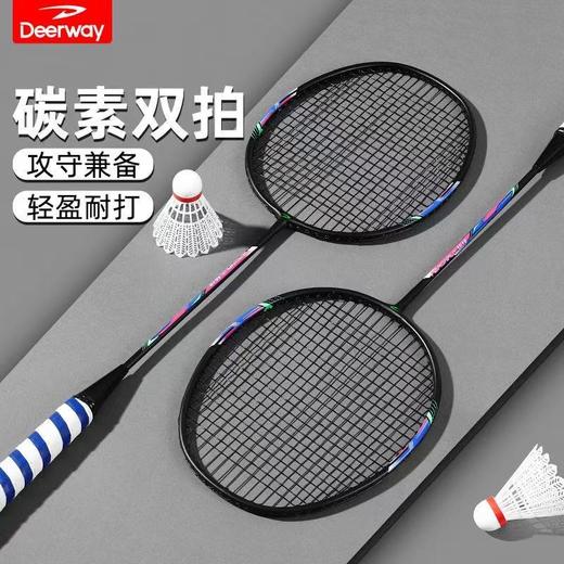 【送羽毛球2个】德尔惠1618全碳素一体羽毛球拍套装 商品图2