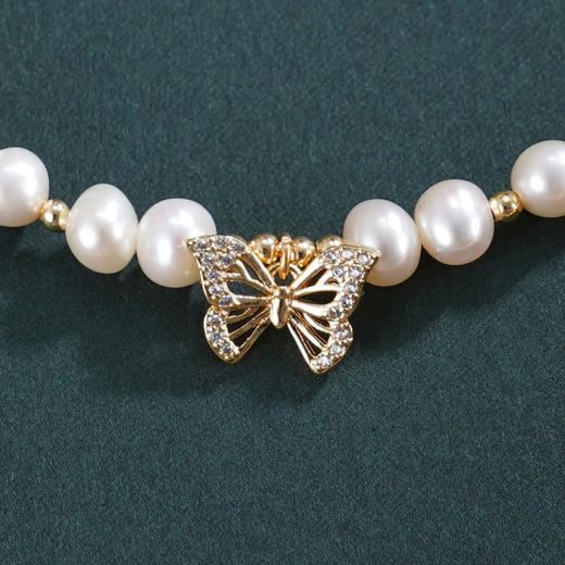 子佩集【缱绻蝴蝶】珍珠惜王妃手链【ZZSL004】5.5-6mm珠镀金蝴蝶结2601 商品图2