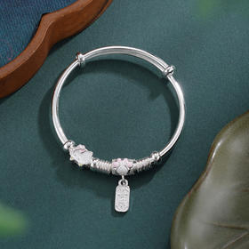 子佩集【喜乐萌猫】银S999童镯【WT000383】儿童KT粉猫2602