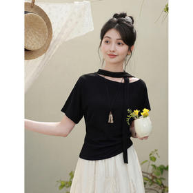 鹿向南【0328/20:00新品前1小时7折限量100件】黑色T恤