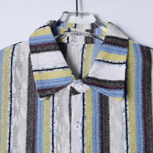 7057SDSA男装2026新款高贵轻奢韩系简约撞色竖纹短袖衬衫百搭舒适上衣 商品图4