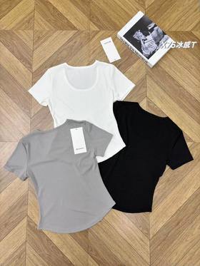 F032570一包3件装春夏新款女士三色冰感大U领燕尾短袖T恤