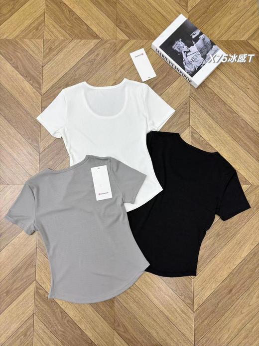 F032570一包3件装春夏新款女士三色冰感大U领燕尾短袖T恤 商品图0