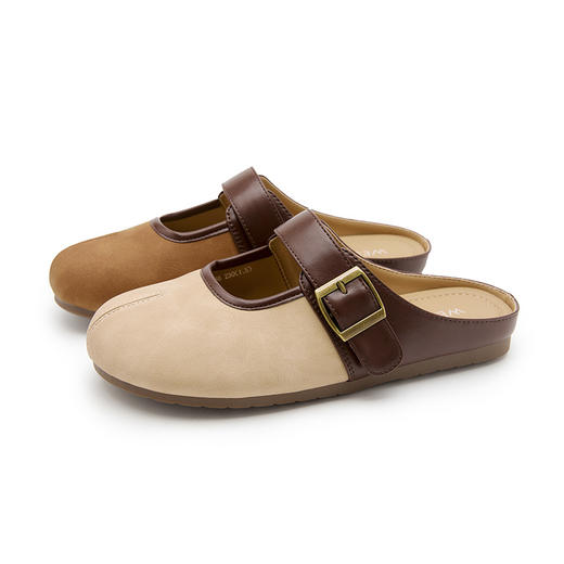 西遇包头拖鞋女2026春季新款平底马蹄鞋外穿懒人半拖增高勃肯鞋子V0566338 商品图4