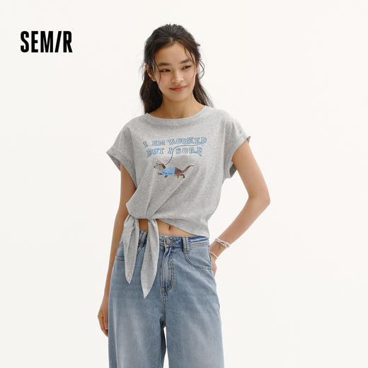 商场同款|森马插画师联名T恤女夏季短款宽松图案2026新款趣味上衣 商品图1