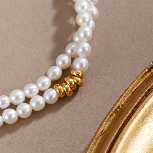 子佩集【福禄吉象】银S925珍珠惜王妃手链【QNS0023-8】3mm珠镀金葫芦大象2601 商品图2