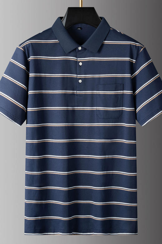 【DPS】【纯棉】大依优型大码男装夏季翻领条纹polo衫短袖舒适休闲上衣 商品图5