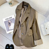【清风外衣】卡其色袖口条纹西装外套！女2026春秋季新款韩版气质小众设计感西服！ 商品缩略图1