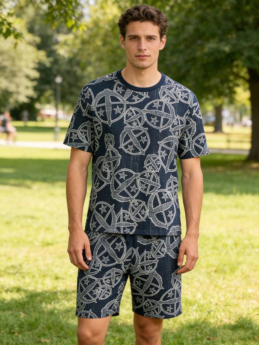 【150年纪念款满印纯棉】SCHIESSER德国舒雅中性款150周年纯棉休闲外穿满印天枰logoT恤3Z/25849U 商品图0