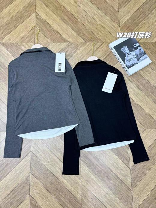 F032571一包2件装春季新款纽扣假两件可外穿打底衣高弹力长袖T恤 商品图2
