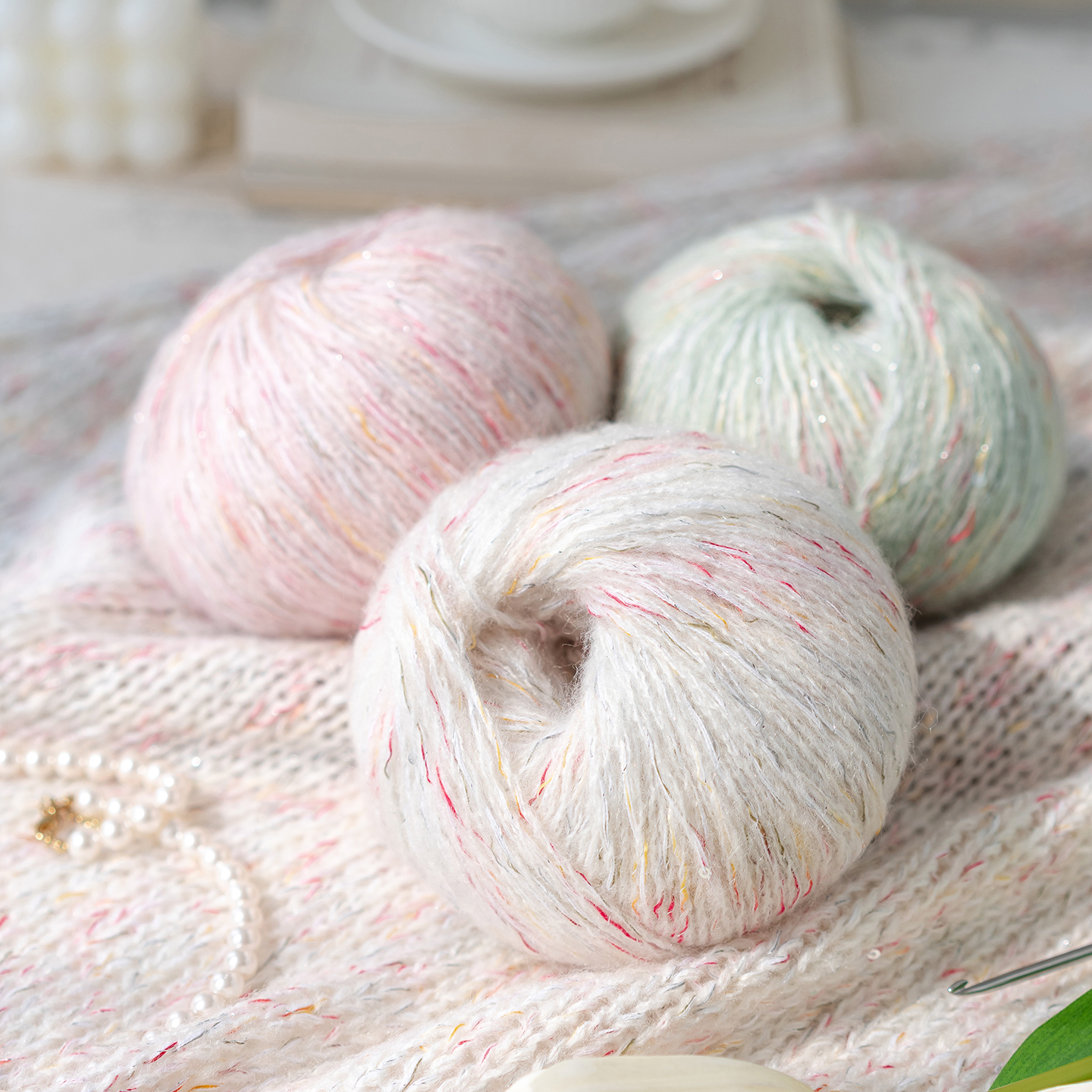 苏苏姐家云绮亮丝亮片绵羊毛手工编织线diy衣服帽子包包玩偶毛线团