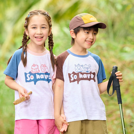 【10A抗菌】棉花堂夏款蓝雾粉咖竹节棉童装短袖T恤 ---FA61164 商品图10