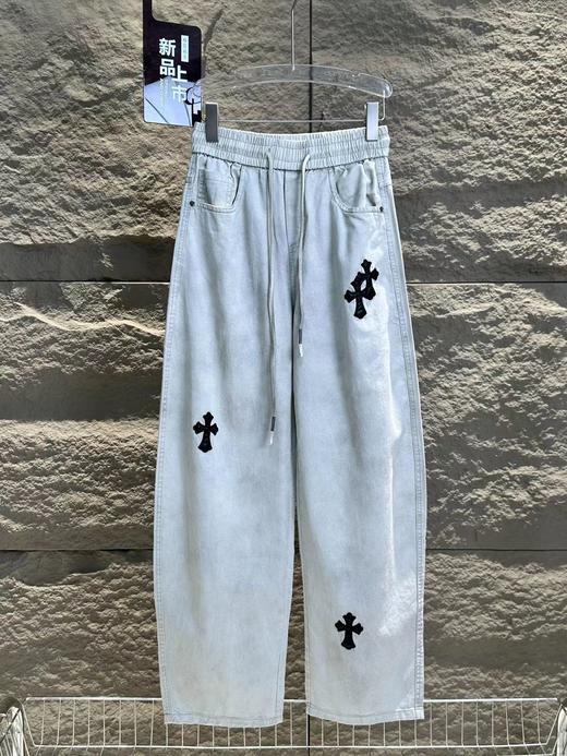 F032517不规则分布十字贴布风格侧排十字架休闲长裤卫裤 商品图2