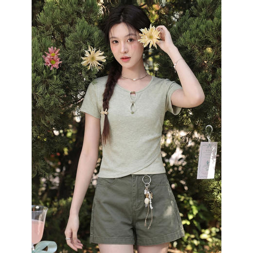 鹿向南【0328/20:00新品前1小时7折限量100件】绿色T恤 商品图0