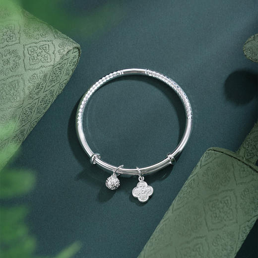 子佩集【四叶缘牵】银S999手镯【SZ009307】四叶草吊球切面2602 商品图2