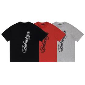 F032506新款字母logo连体刺绣圆领情侣款休闲短袖T恤