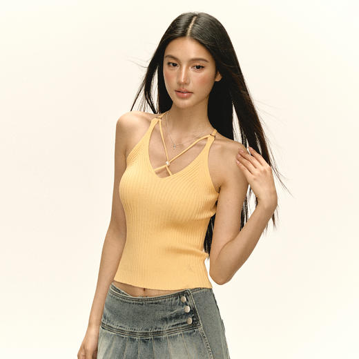 Ariseism 美式复古设计感串珠针织外穿吊带背心女夏季新款 商品图1