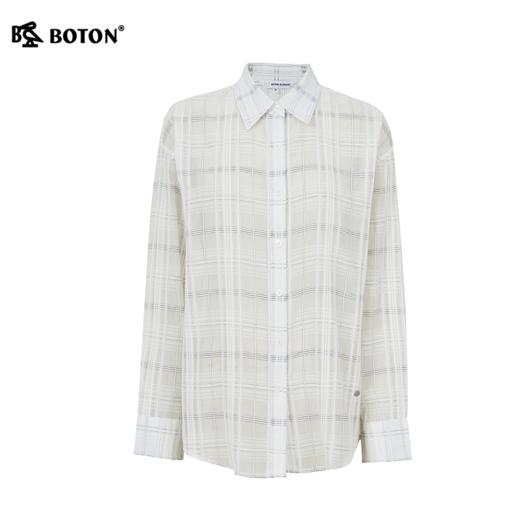 【桑蚕丝】波顿女士春夏季宽松格仔长袖衬衫｜翻领全开襟，可单穿可当薄外套LS160126D 商品图6