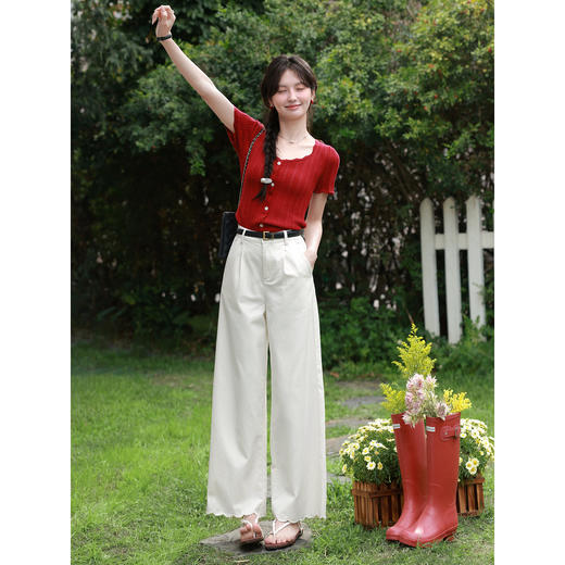 鹿向南【0328/20:00新品前一小时7折】杏色牛仔裤 商品图1