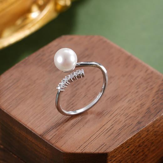 子佩集【涟漪浅漾】银S925珍珠惜王妃戒指【R2077B】7mm珠双色交错2601 商品图0