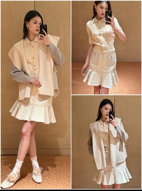 驴家  新品🆕26Ss杏色短袖针织开衫