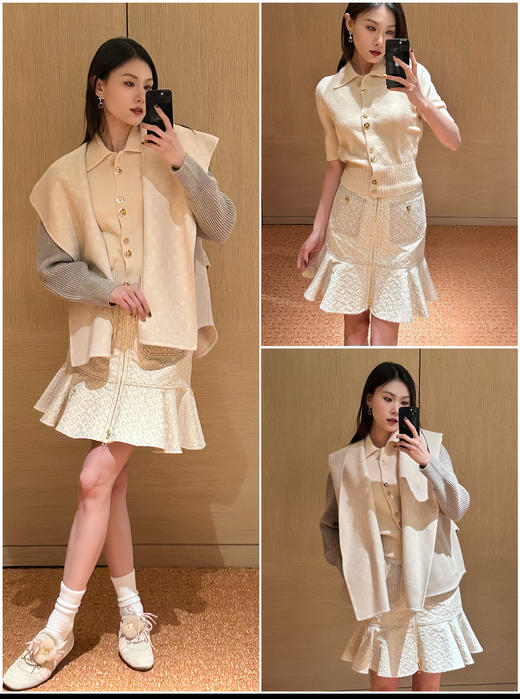 驴家  新品🆕26Ss杏色短袖针织开衫 商品图0