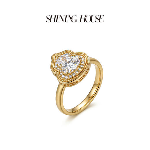 意趣东方系列 ShiningHouse[培育] 足金钻石戒指 葫芦形1克拉钻人工真钻人造钻石古法黄金戒指时尚钻石戒指【此商品不支持7天无理由退货退款】预计3日发货 商品图2