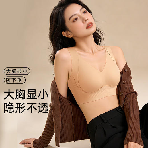 D1-【B-D杯】【反重力提拉，适合高个子或者肩距较高的】舒适无痕上托收副乳防下垂薄款内衣女无钢圈文胸罩  素华映雪 商品图0