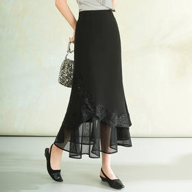 「自」全新升级【铂金会员128/天猫169/差价41】(12809)洛诗琳设计感拼接半身裙2026夏季新款不规则高腰显瘦中长裙