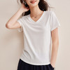 「自j」全新升级【铂金会员128/天猫169/差价41】(02051)洛诗琳莱赛尔复古短袖上衣女2026夏季新款V领正肩显瘦T恤 商品缩略图1