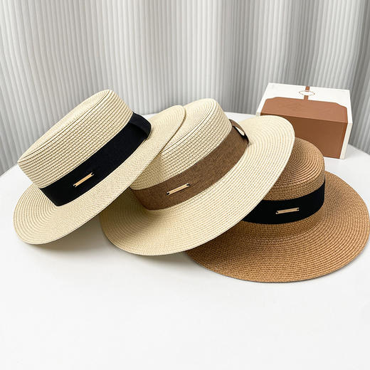 【小来】出片神器！法式平顶遮阳草帽子女新款草编帽夏季海边度假防紫外线沙滩太阳帽 商品图3